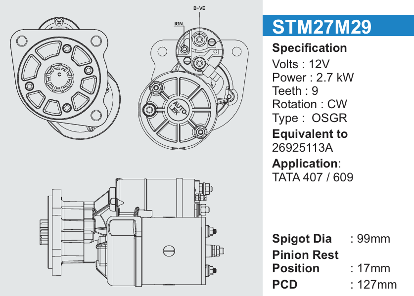 Strater Mortor 407 , 709 , 608 and 1109 27M29 (1Pcs)