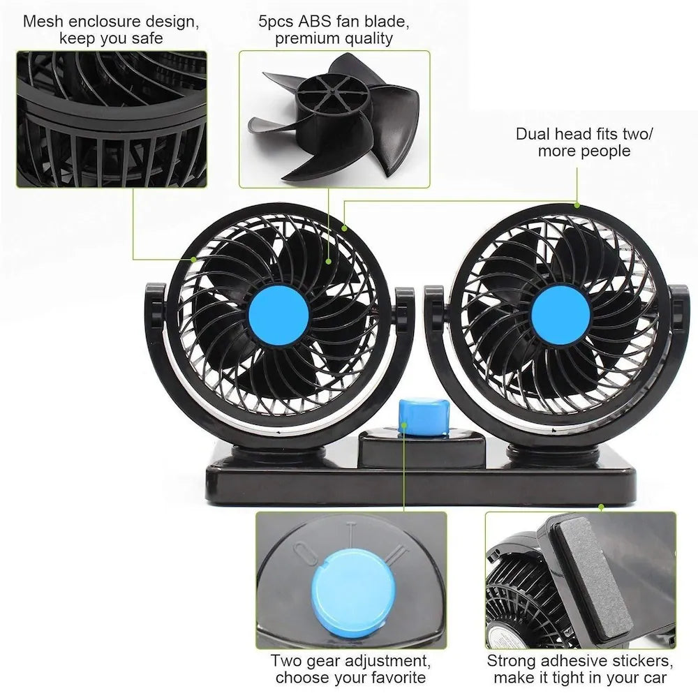 Dual Head Car Fan (1Pcs)